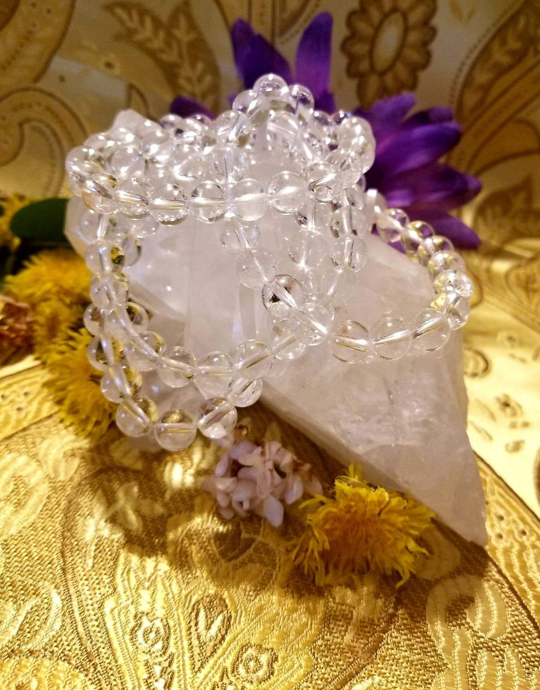 Clear Quartz 8mm Round Bead Bracelet