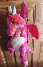 Pink Rainbow Plush Dragon Backpack