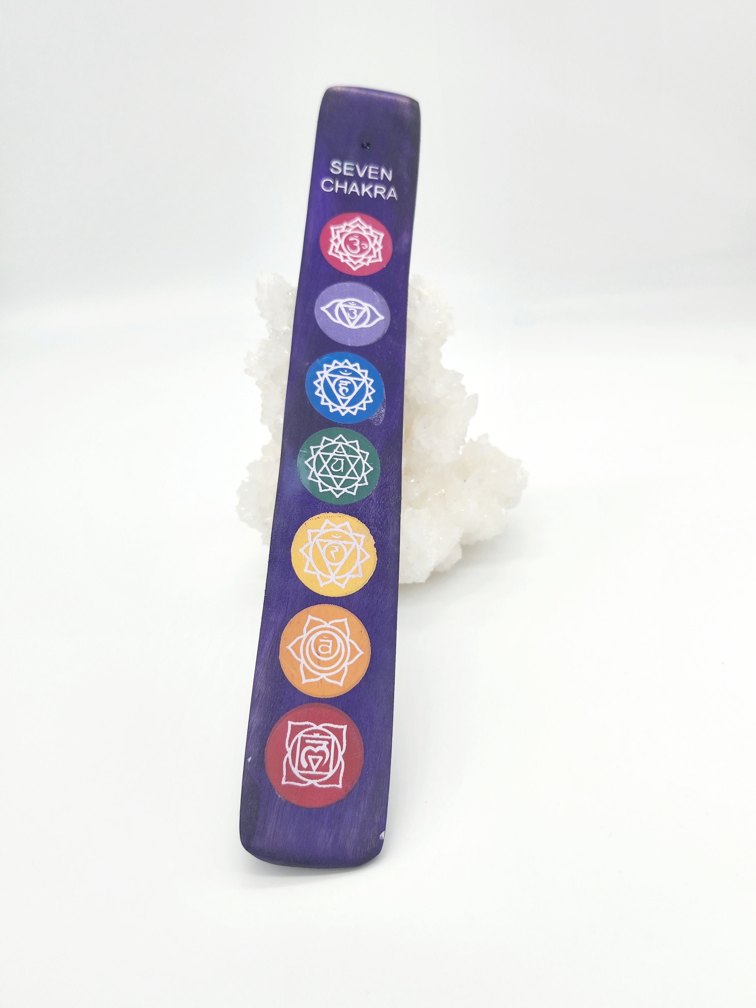 10" 7 Chakra Wooden Incense Burner/Ash Catcher