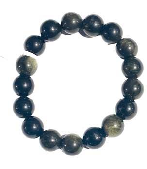 12mm Golden Sheen Obsidian Round Bead Bracelet