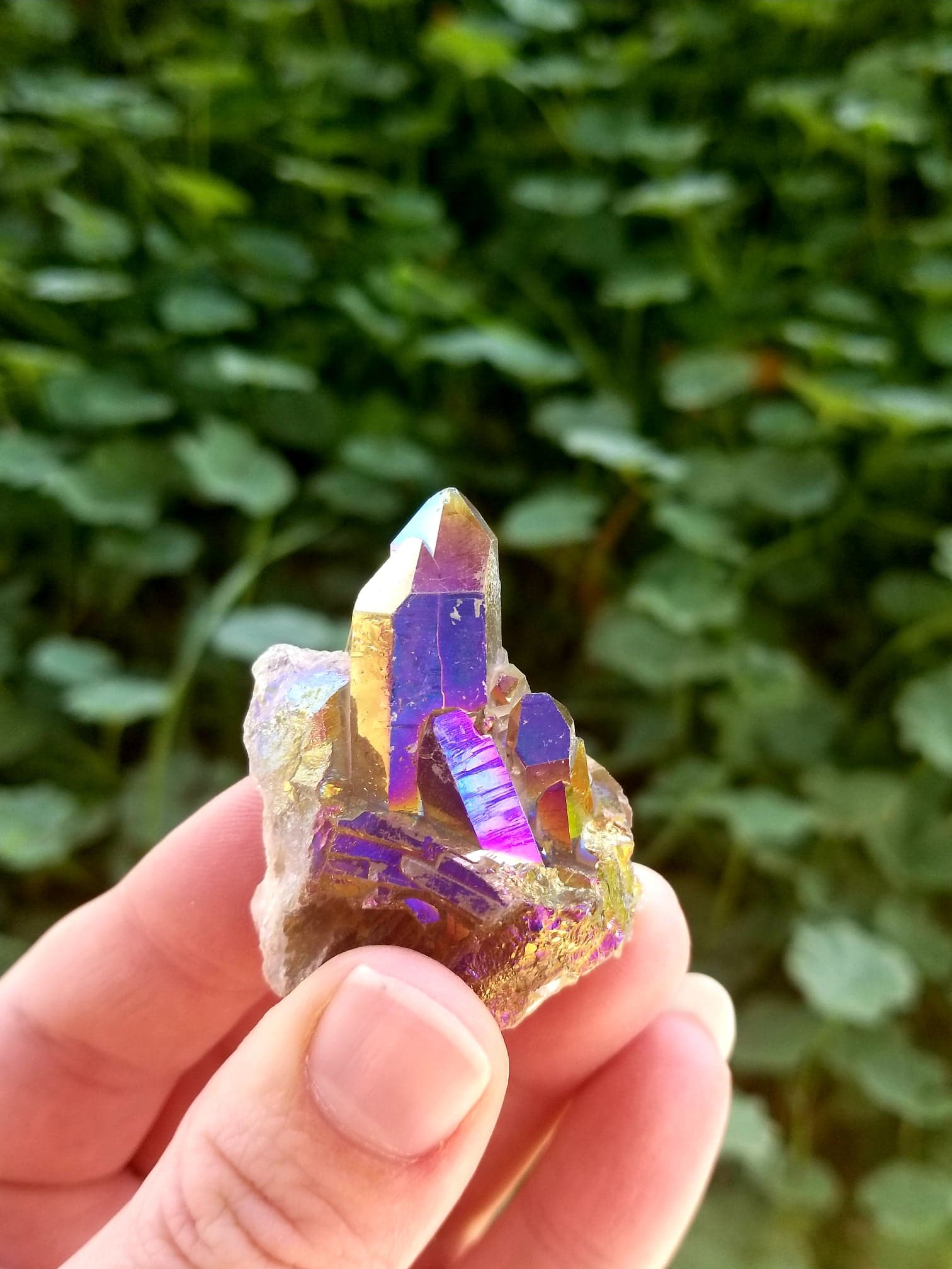 Large Natural Rainbow Aura Titanium Quartz Crystal Cluster VUG - Foto 4