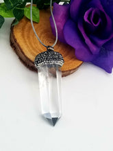 Clear Quartz Rhinestone Topped Crystal Point Necklace