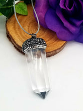Clear Quartz Rhinestone Topped Crystal Point Necklace