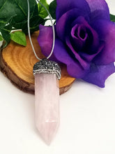 Rose Quartz Point Rhinestone Topped Necklace (Polished)