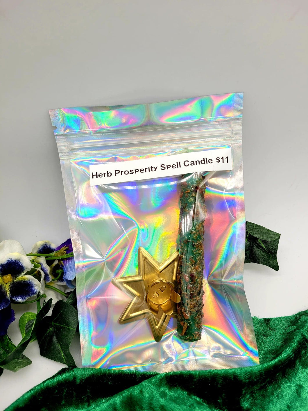Prosperity Herb Dipped Spell Candle