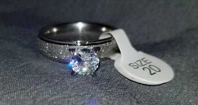 Large Silver Rhinestone Ring Size 8/9