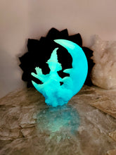 Luminous Flying Witch on Moon