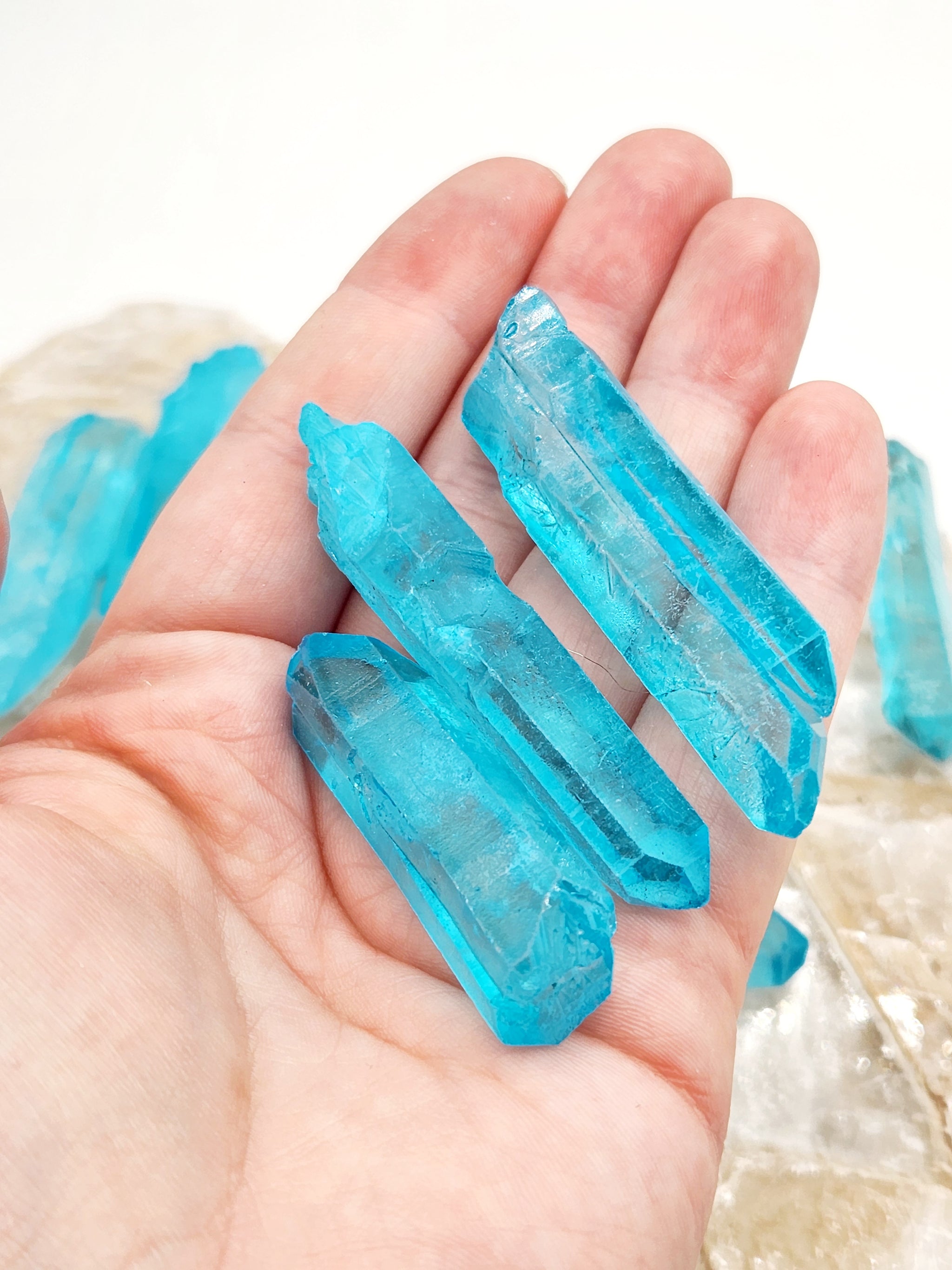 Aqua Aura Quartz Points – Enchanted Genie LLC