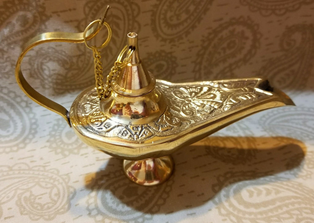 Brass Aladdin Lamp 6L (Genie Lamp) For Incense Cone Burner