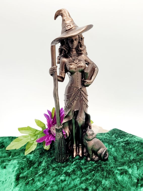 Bronze Witch with Cat Familiar