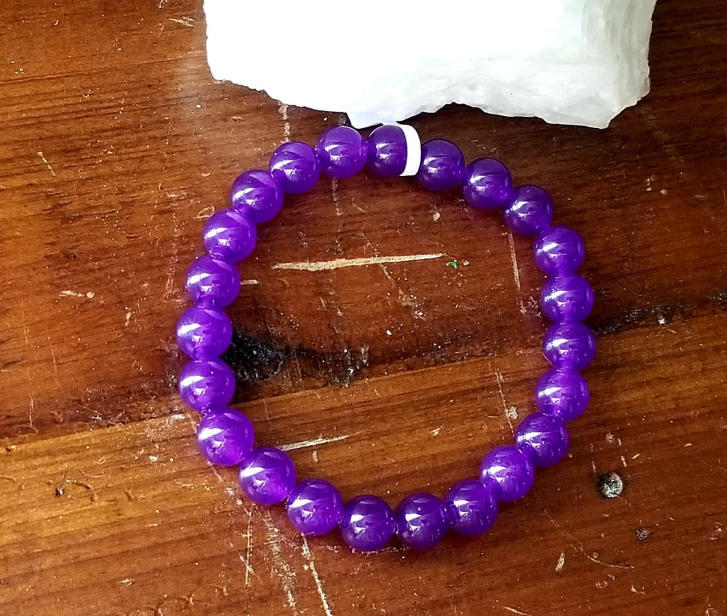 Dyed Purple Jade 8mm Round Bracelets