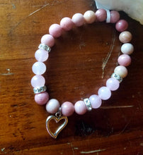 Rhodochrosite & Rose Quartz 8mm Round Bead Bracelet