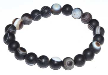 8mm Banded Agate Round Bead Bracelet